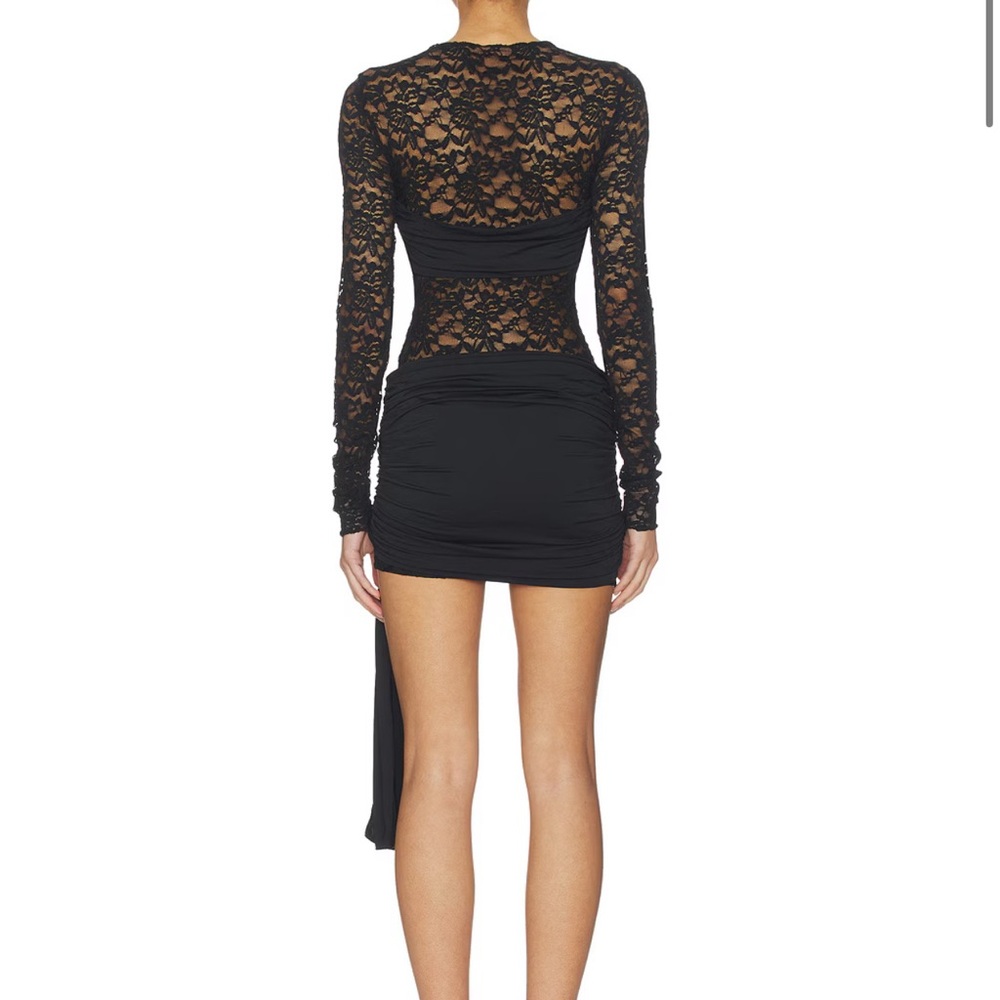 Revolve Lioness Midnight Lace Black Mini Dress - Long Sleeve Dress - XXS